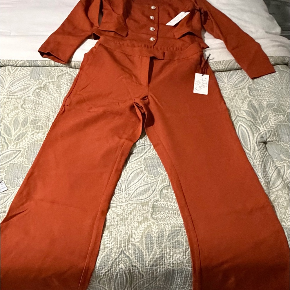 Women's Elegant women’s two-piece set in burnt orange.”